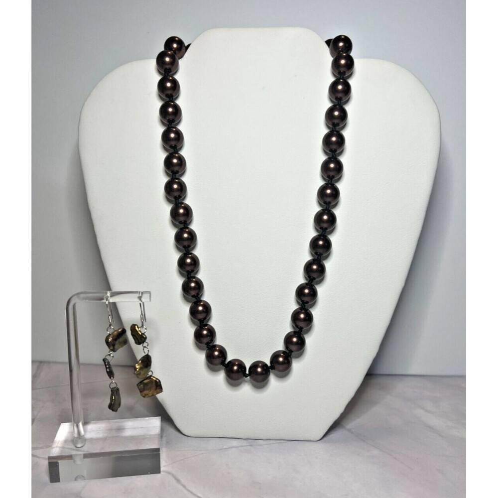 Bronze South Pacific Shell Pearls Necklace & Earring Set (0119)